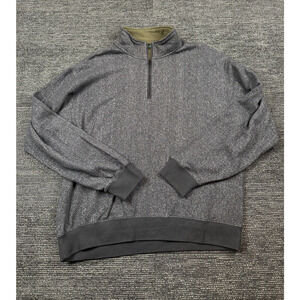 Orvis Mens XL Quarter Zip Gray Blue Sweater Pull Over